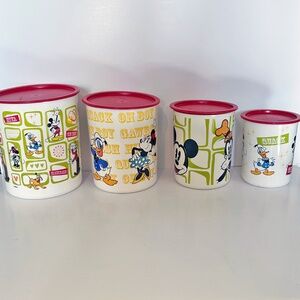 Vintage 4 piece Tupperware Disney Mickey Mouse Canister Set Never used!